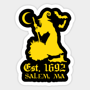 Salem Massachusetts Est. 1692 - Halloween Witch (YELLOW) Sticker